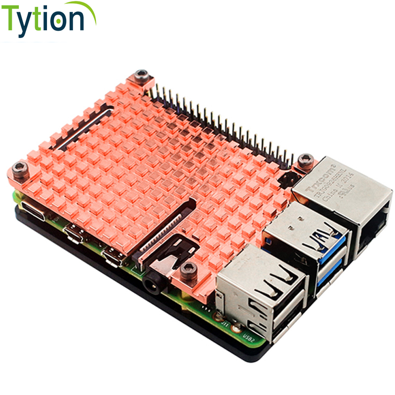 Pi 4 Case - Raspberry Pi 4B النحاس النقي المبرد