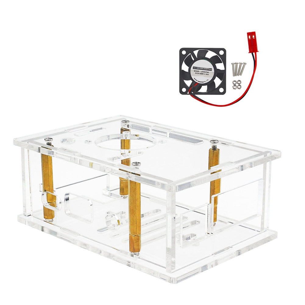 Pi 4 Case - علبة أكريليك ABFN مع مروحة تبريد